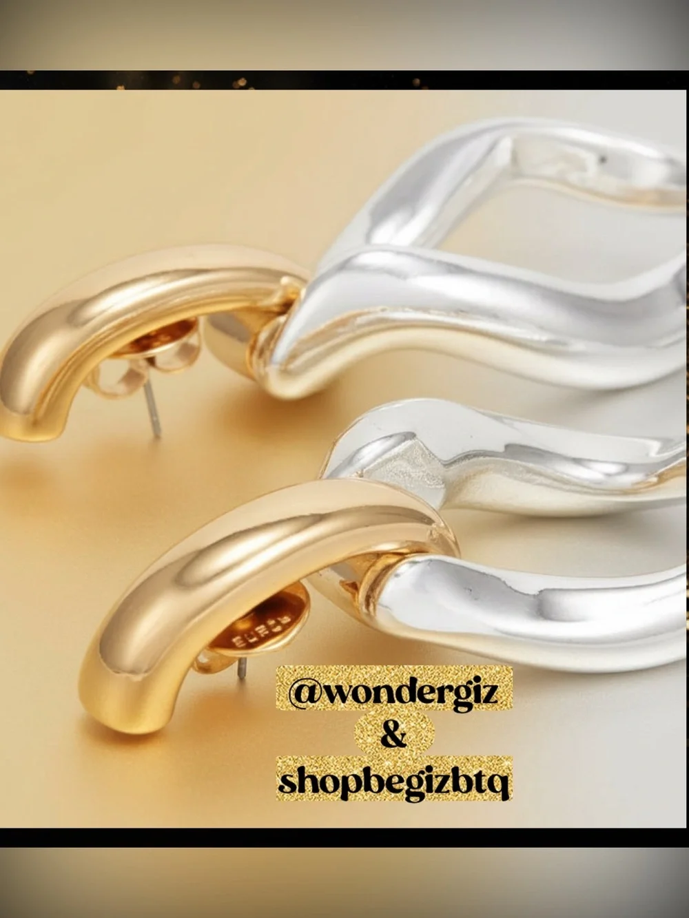 Authentic Bold Statement Wishbone Earrings Gold & Silver Polished NWT